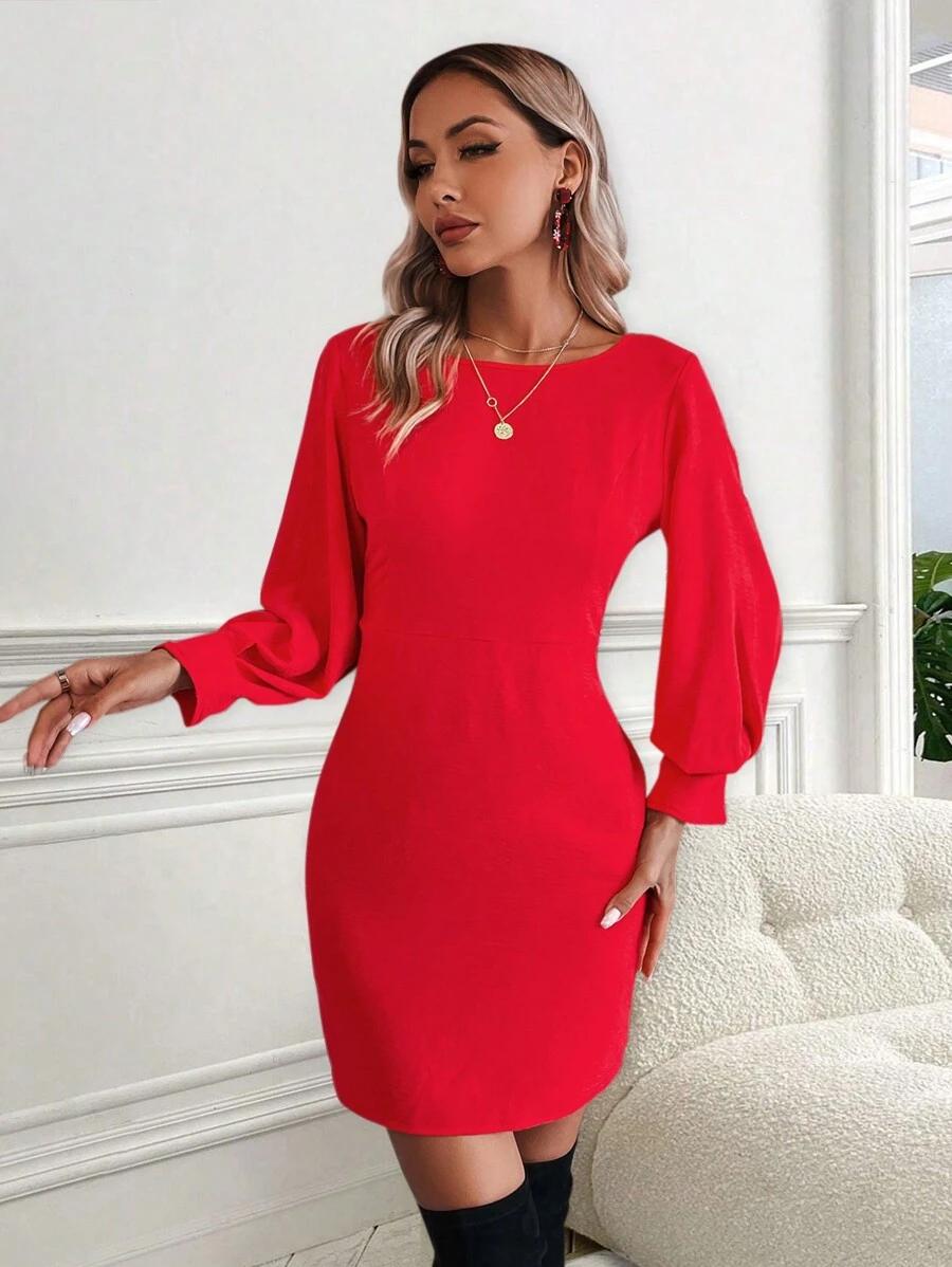 SHEIN CZERWONA MINI SUKIENKA WIĄZANIE S06__M