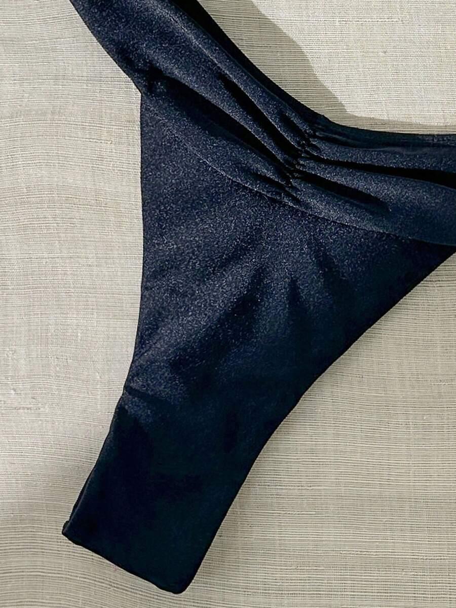 SHEIN CZARNY STRÓJ KĄPIELOWY DWUCZĘŚCIOWY S09__L
