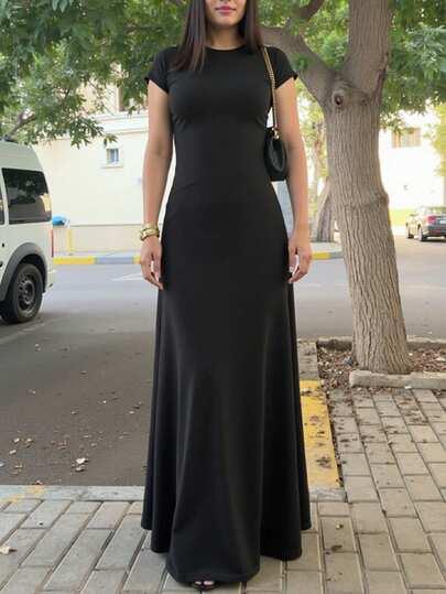 SHEIN CZARNA MAXI SUKIENKA S06__S