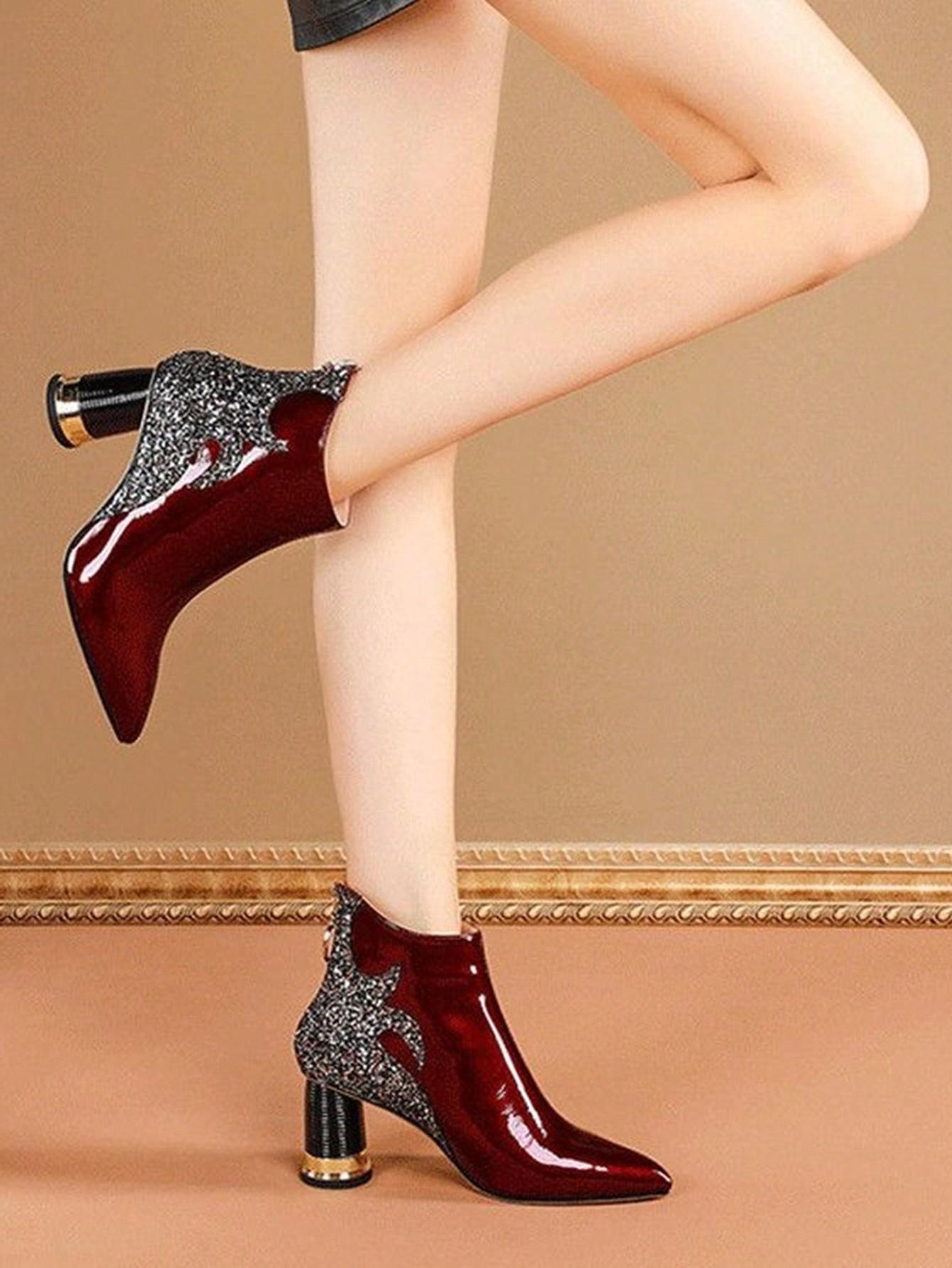 SHEIN LAKIEROWANE BOTKI ZDOBIENIA SZPIC OBCAS W01__38