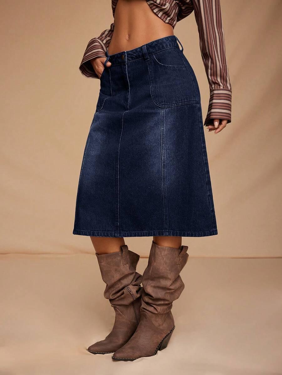 SHEIN PROSTA SPÓDNICA JEANS S06__M