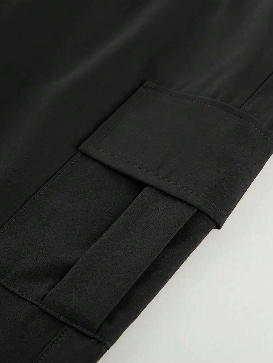 SHEIN CZARNE SPODNIE KIESZENIE S06__134/140