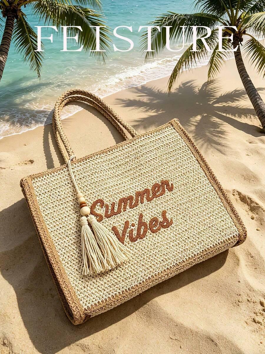 SHEIN BEŻOWA TORBA PLAŻOWA S07__38X32CM