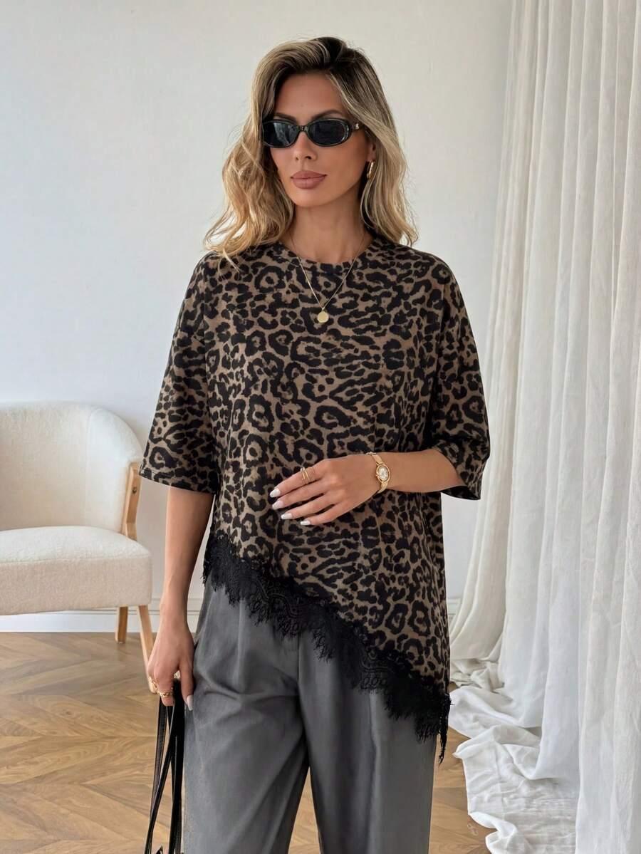 SHEIN ASYMETRYCZNA BLUZKA ANIMAL PRINT S06__M