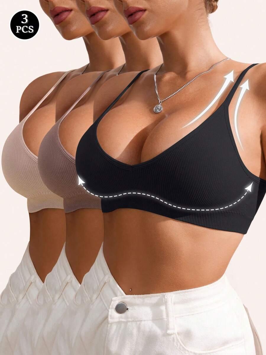 SHEIN PRĄŻKOWANY BIUSTONOSZ 3-PACK S06__M