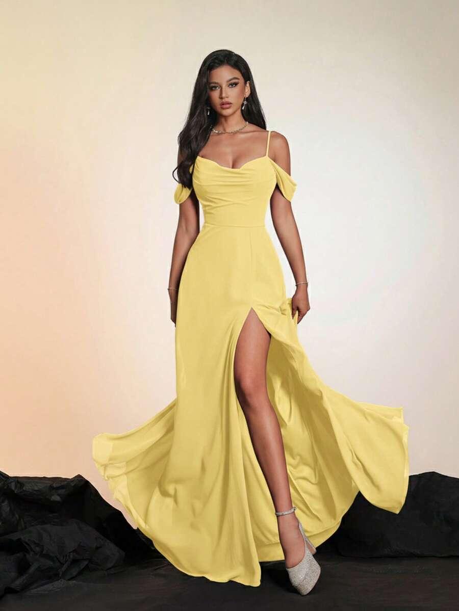 SHEIN ZÓŁTA MAXI SUKIENKA S06__M