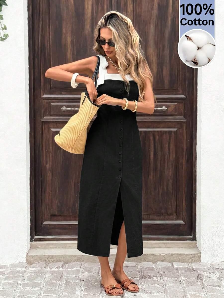 SHEIN CZARNA SUKIENKA BEZ RĘKAWÓW S06__S