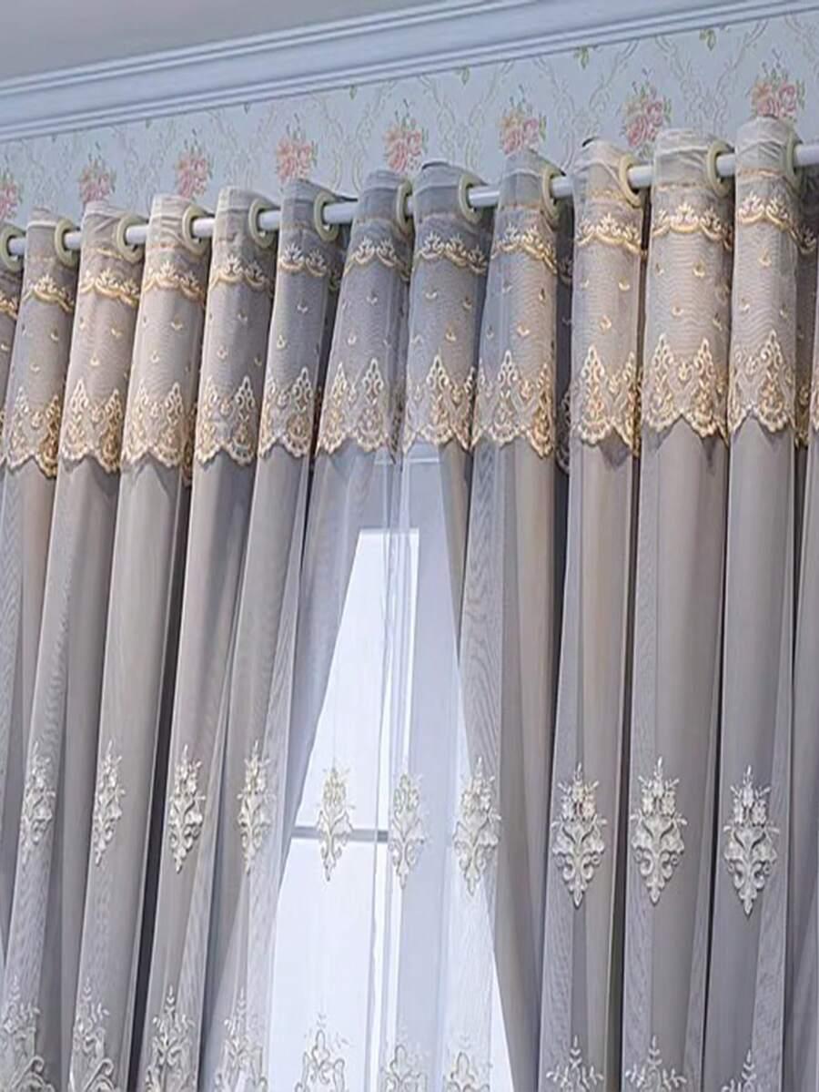 SHEIN SZARA ZASŁONA WZÓR S07__150X250CM