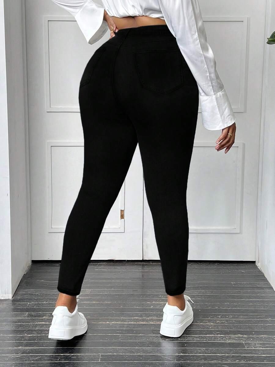 SHEIN CZARNE SPODNIE JEANS RURKI S06__XXL