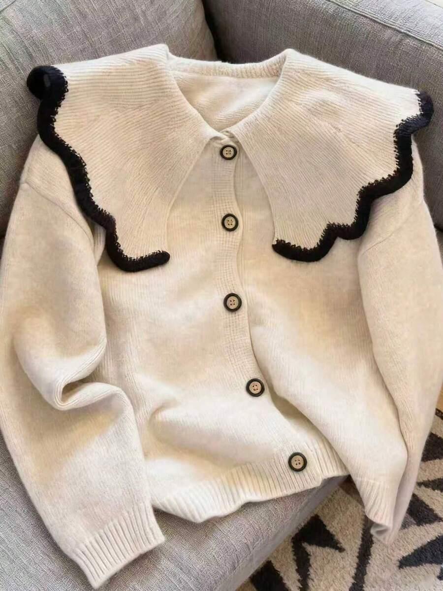 SHEIN BEŻOWY ROZPINANY SWETER S06__S