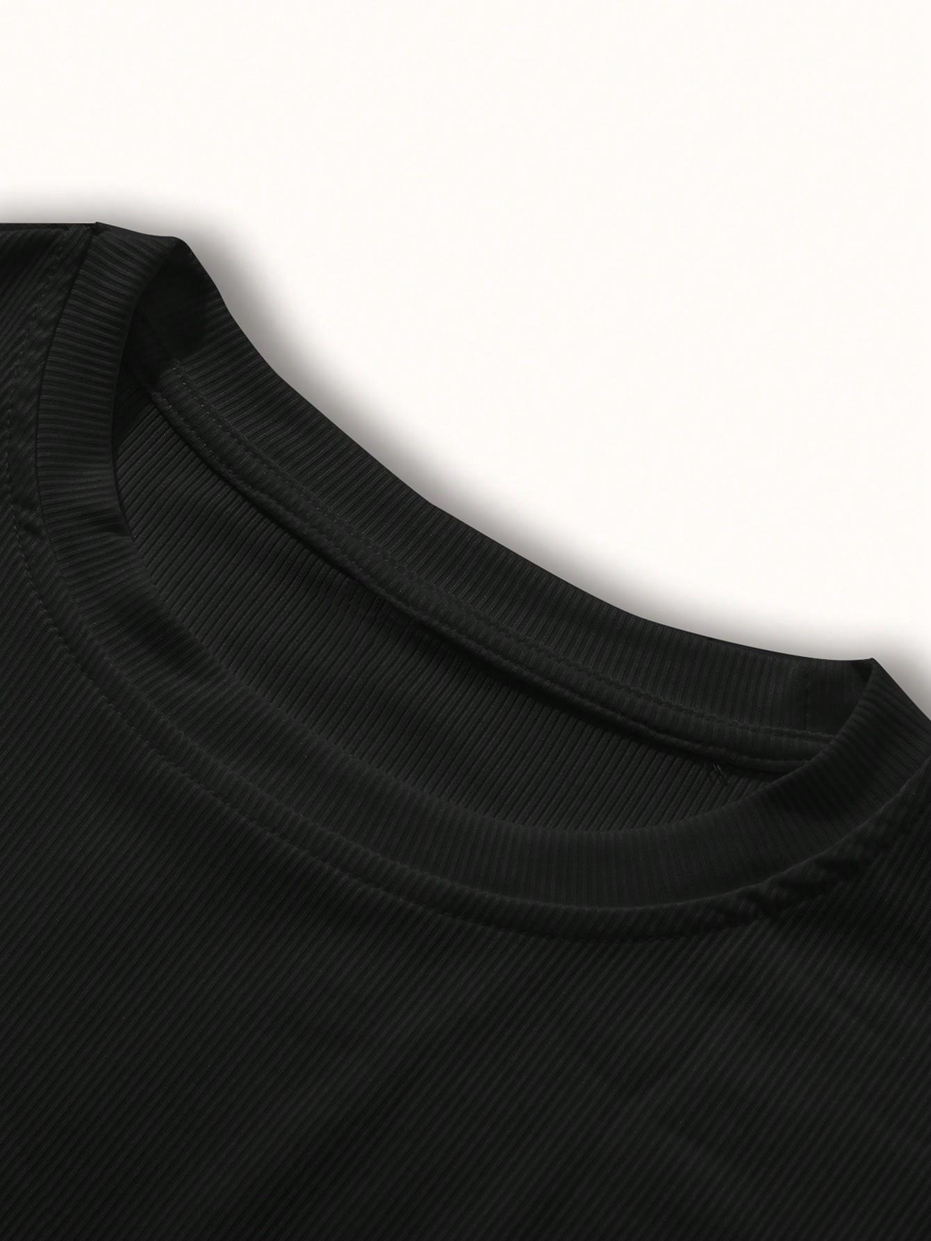 SHEIN CZARNY PRĄŻKOWANY T-SHIRT S06__46