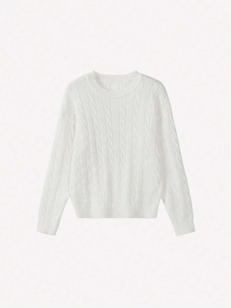 SHEIN BIAŁY SWETER OKRĄGŁY DEKOLT S06__S