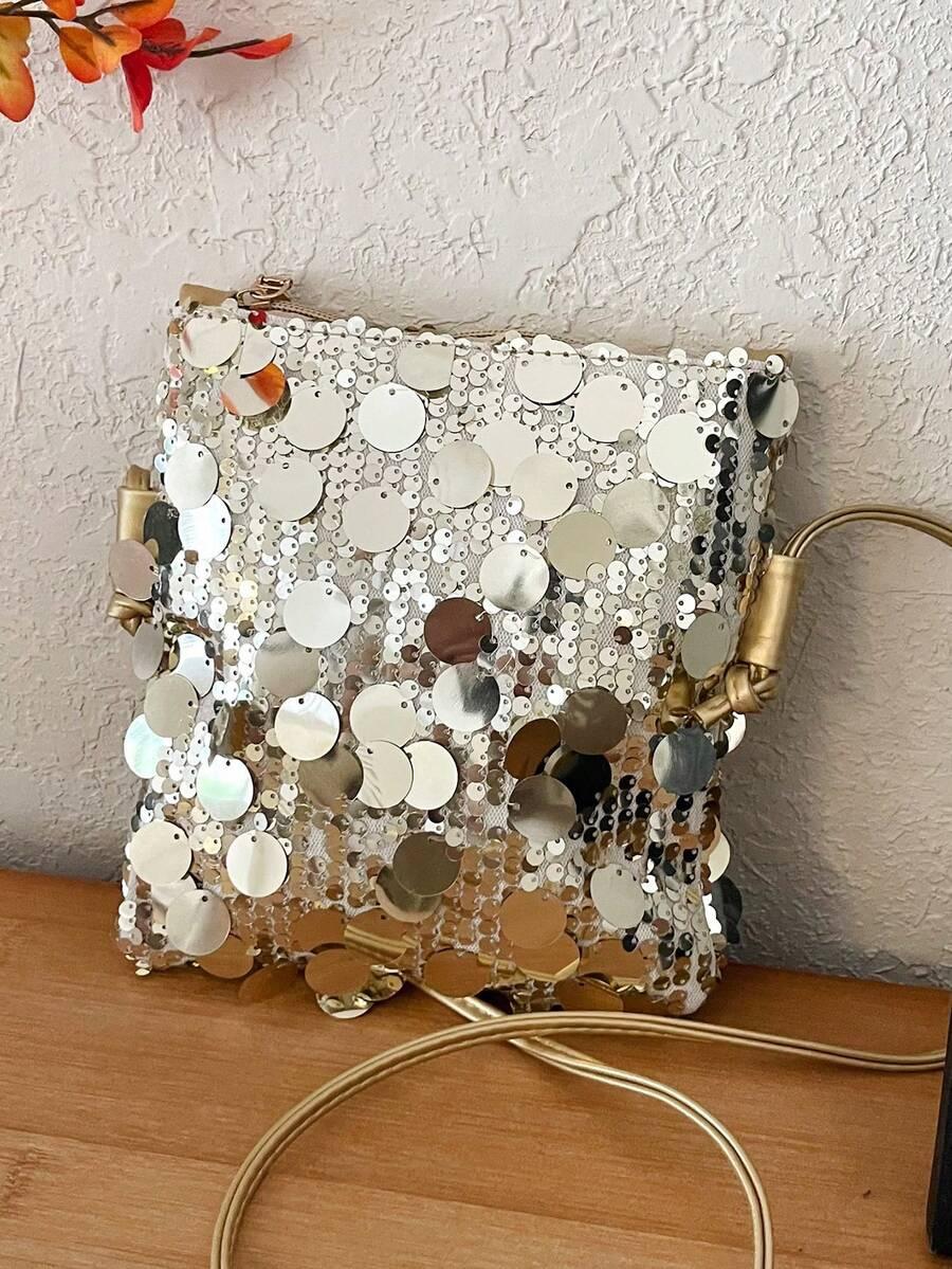 SHEIN ZŁOTA TOREBKA CEKINY S07__17,5X20
