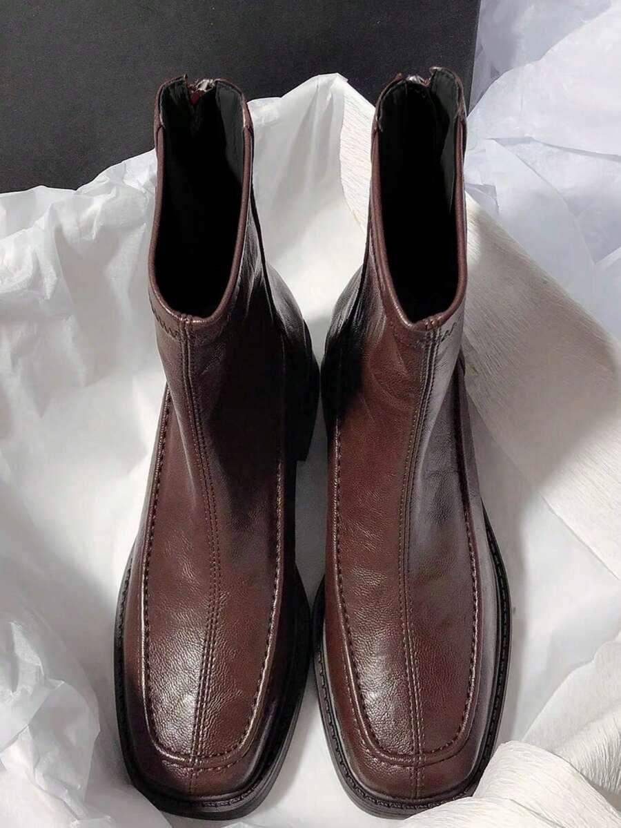 SHEIN BRĄZOWE BOTKI IMITACJA SKÓRY W01__35