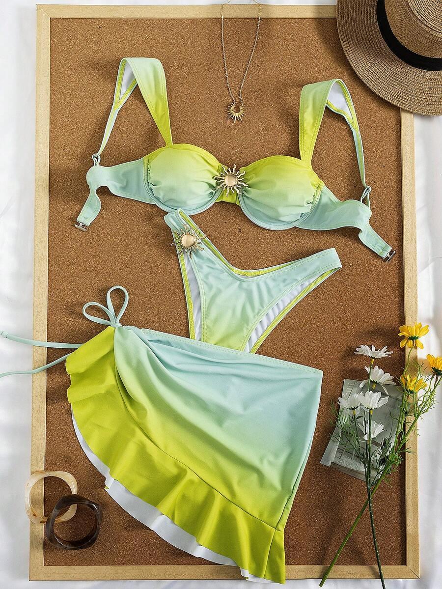 SHEIN DWUCZĘŚCIOWY STRÓJ KĄPIELOWY SPÓDNICA KOMPLET S09__S
