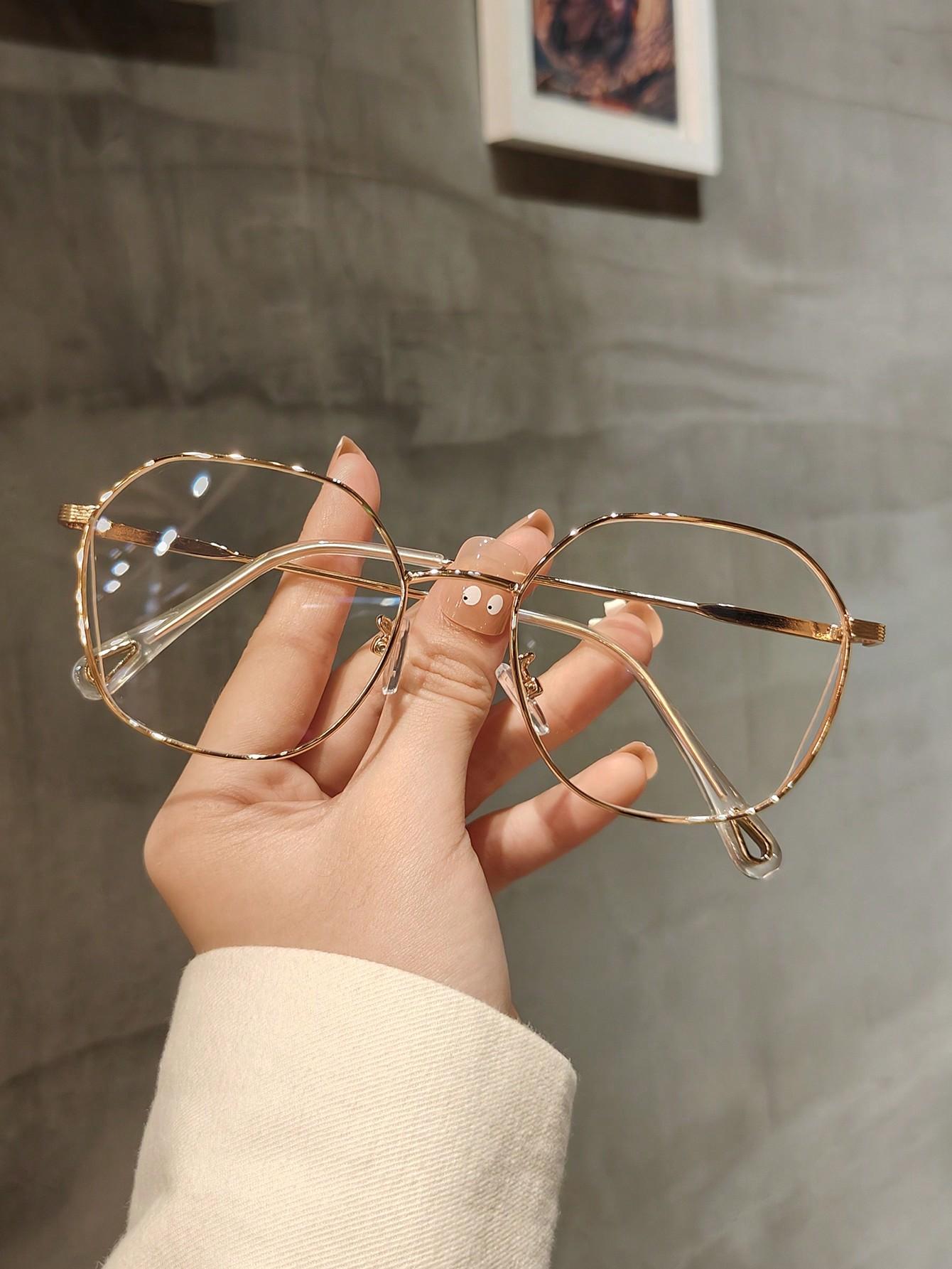 SHEIN ZŁOTE OKULARY ZERÓWKI S07