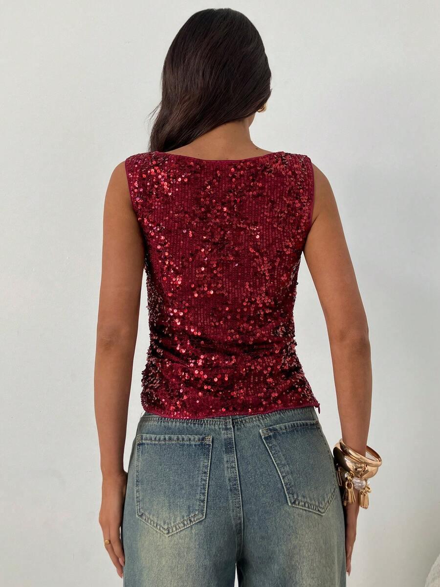 SHEIN BORDOWY TOP CEKINY S06__S