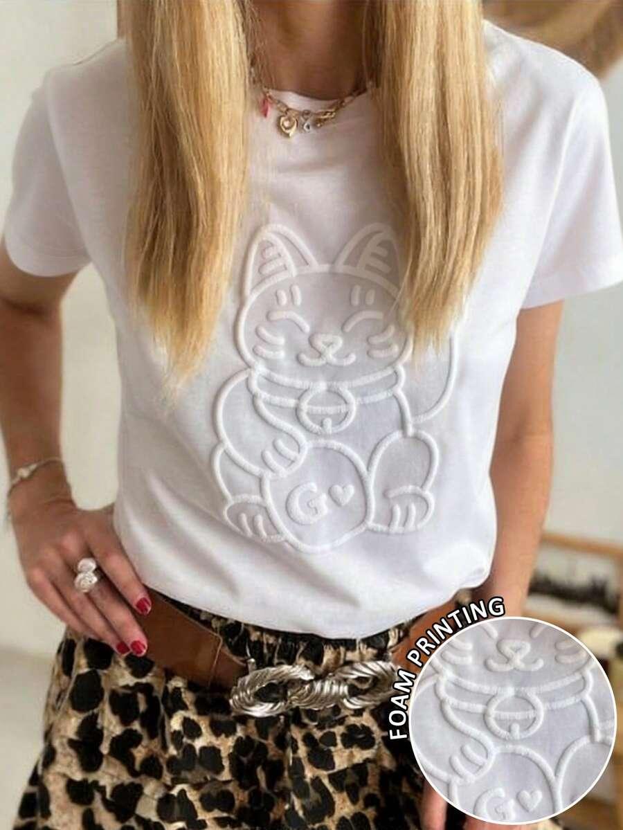 SHEIN BIAŁY T-SHIRT OKRĄGŁY DEKOLT S06__M
