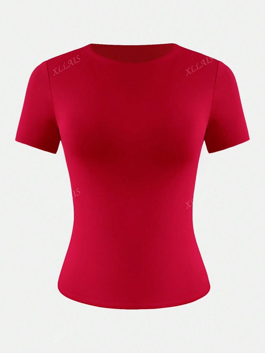 SHEIN CZERWONY T-SHIRT BASIC S06__S