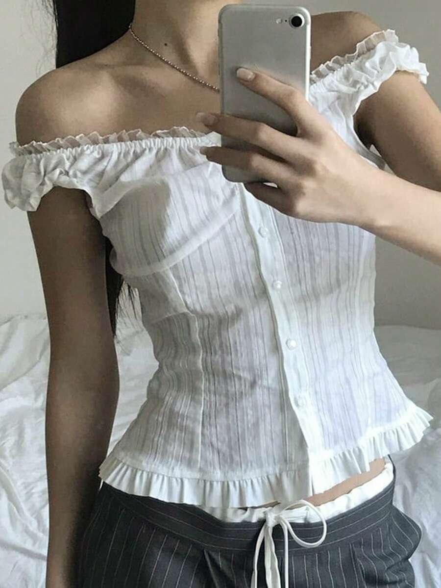 SHEIN BIAŁY TOP GUZIKI S06__XL