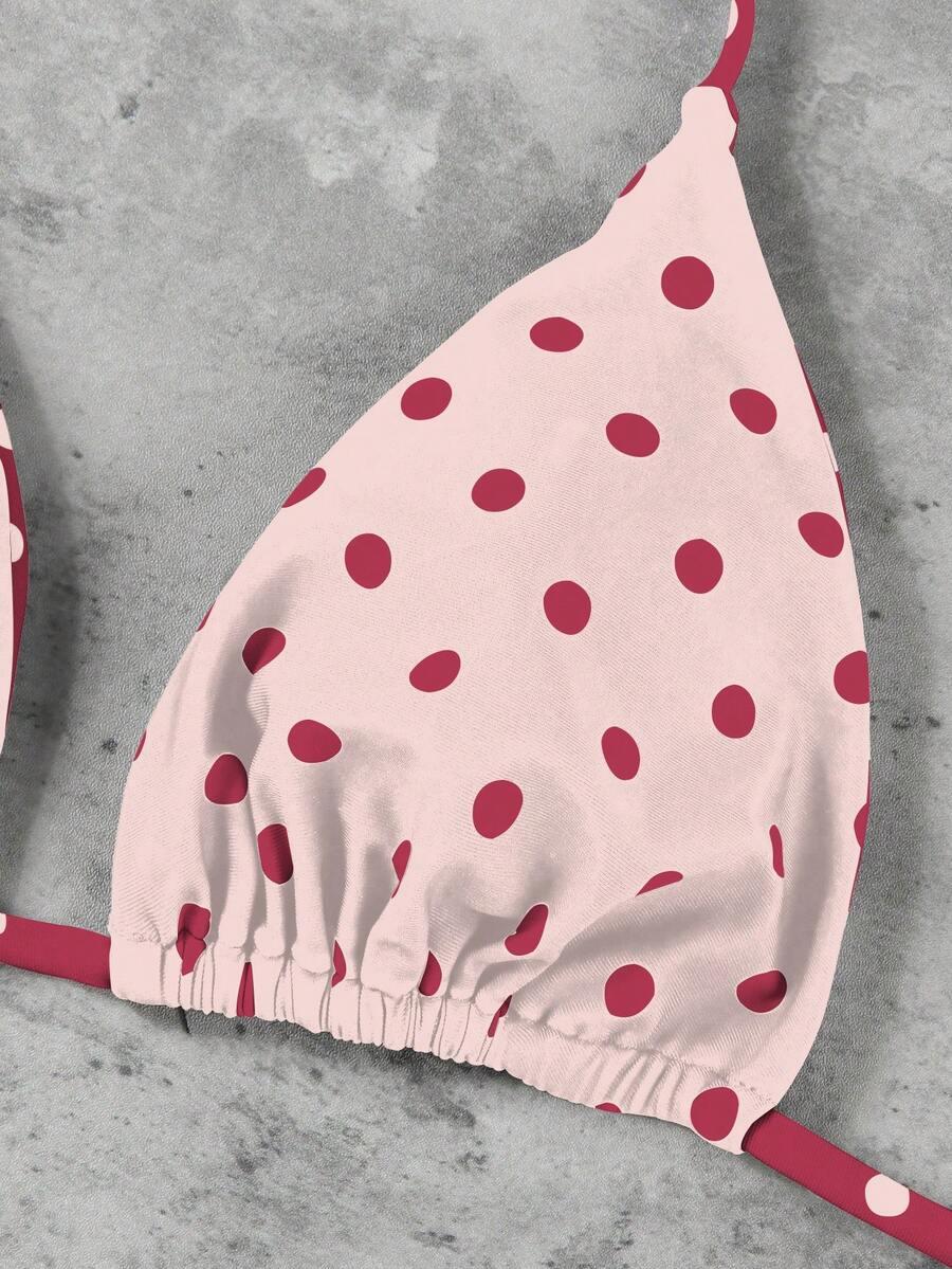SHEIN TRZYCZĘŚCIOWY KOMPLET BIKINI WZÓR GROSZKI S09__M