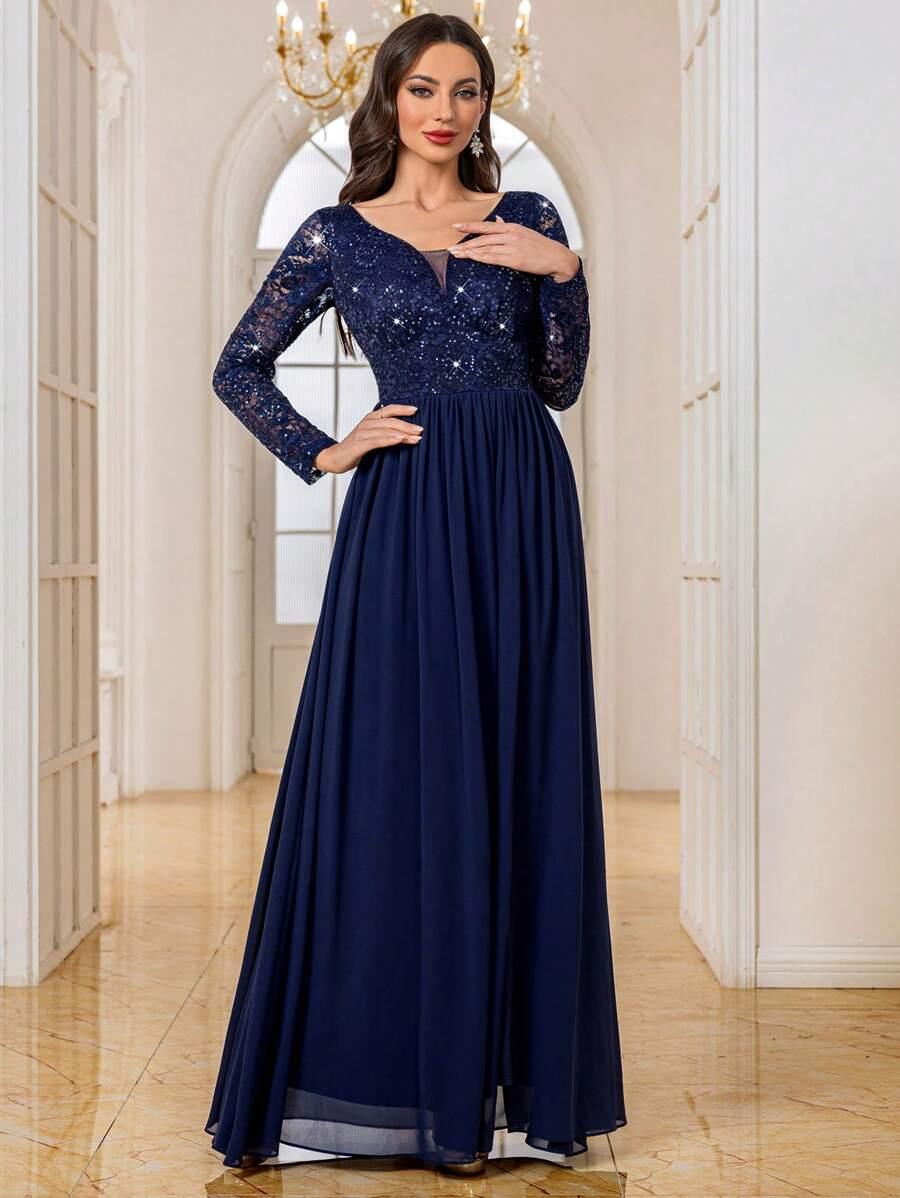 SHEIN GRANATOWA MAXI SUKIENKA ZDOBIENIE S06__XXL