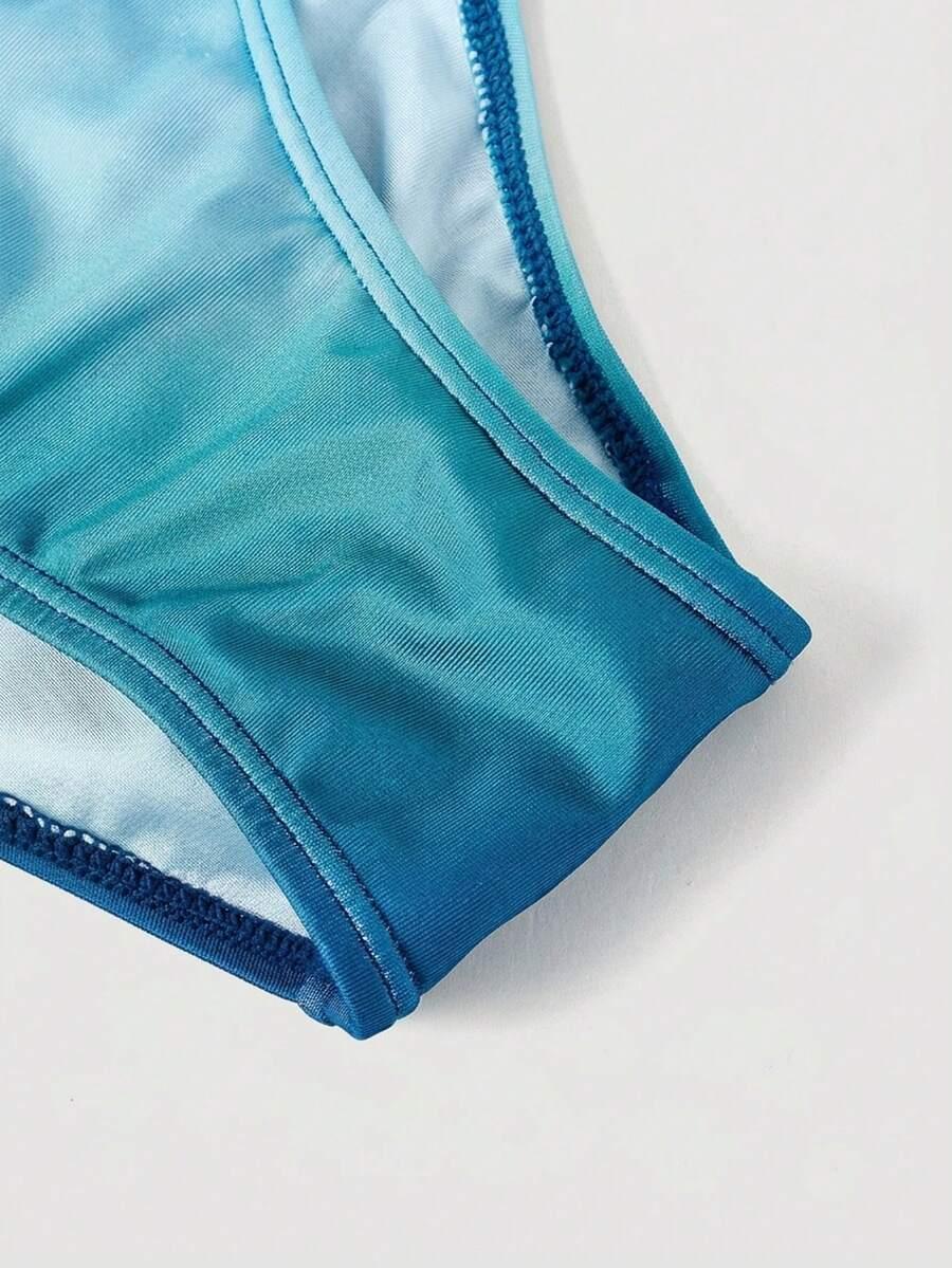 SHEIN NIEBIESKI JEDNOCZĘŚCIOWY STÓJ KĄPIELOWY OMBRE S09__L