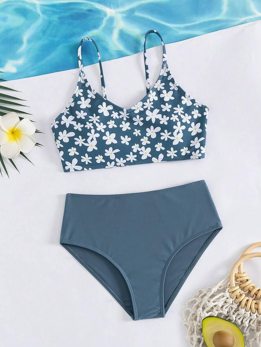 SHEIN DWUCZĘŚCIOWY STRÓJ KĄPIELOWY WZÓR KWIATY S09__146/152
