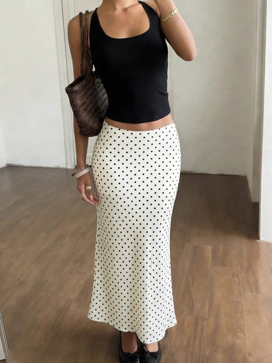 SHEIN MAXI SPÓDNIC WZÓR GROSZKI PK01__M