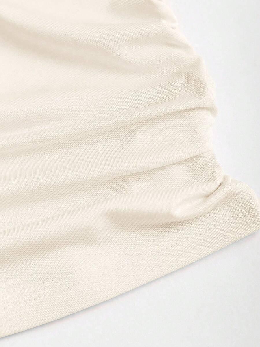 SHEIN KREMOWY KOMPLET TOP SPÓDNICZKA S06__S