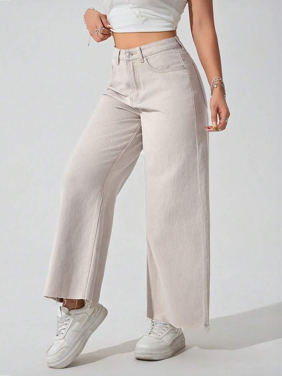 SHEIN BEŻOWE SPODNIE JEANS S06__M