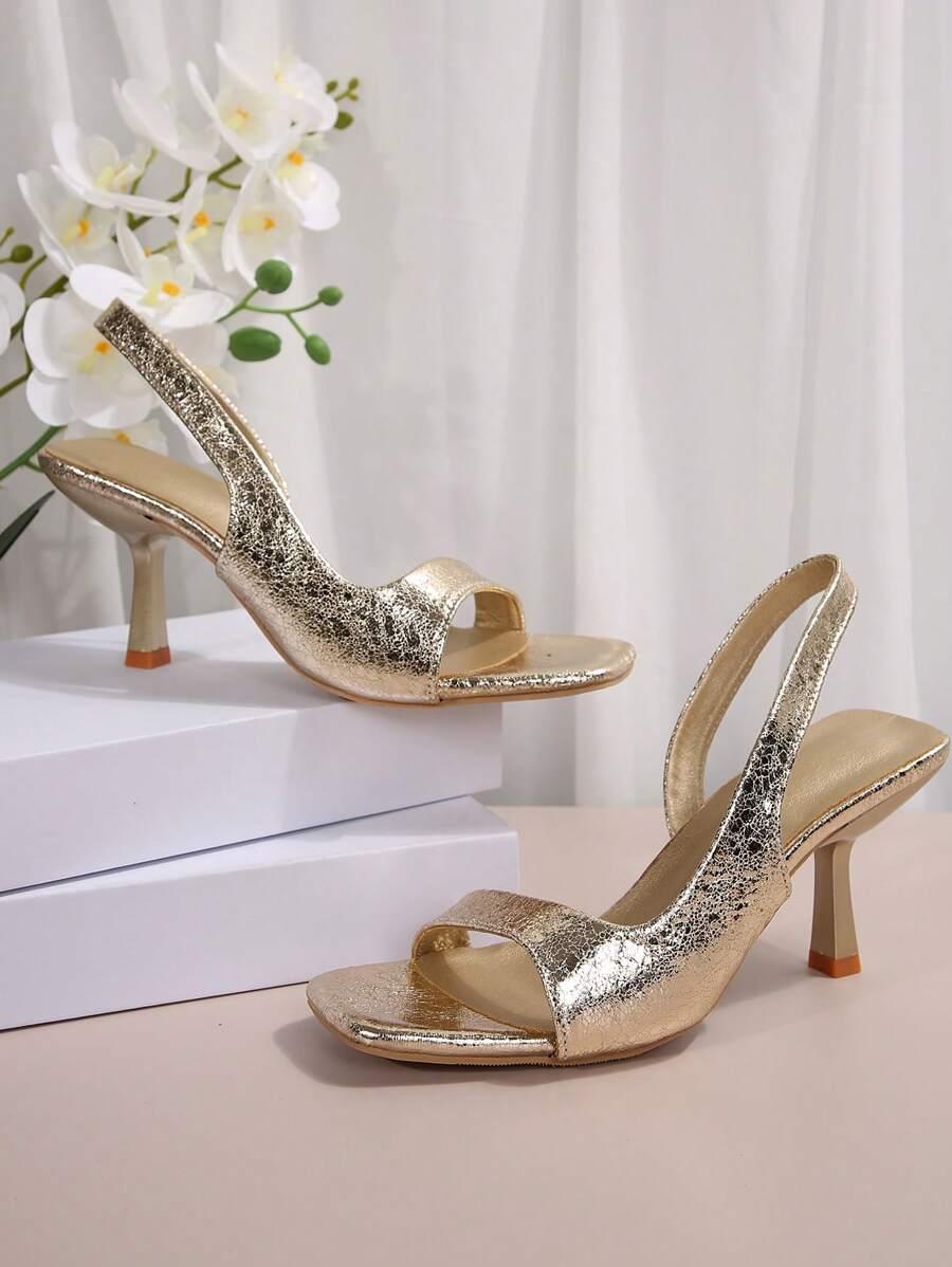 SHEIN ZŁOTE SANDAŁY NA OBCASIE S06__39