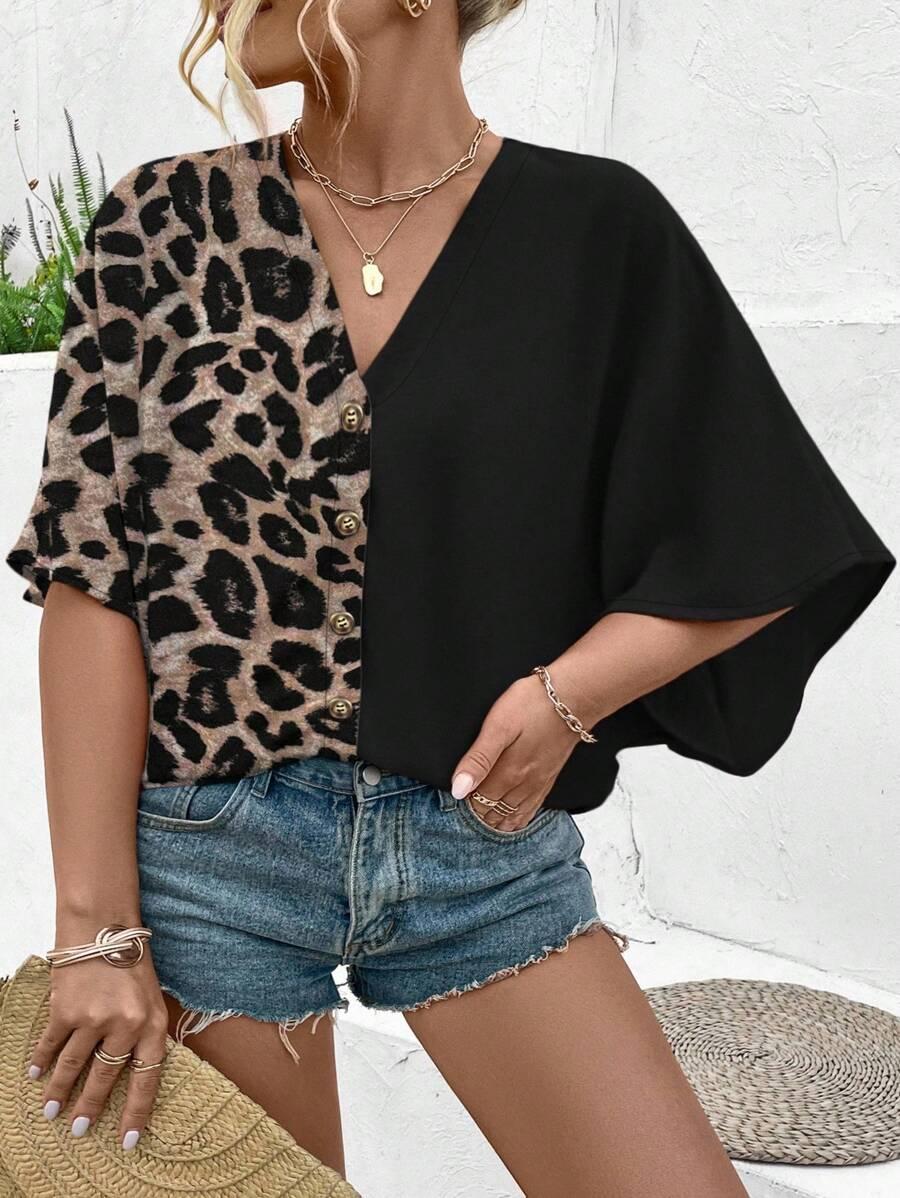 SHEIN KOSZULA KRÓTKI RĘKAW ANIMAL PRINT S06__XXL