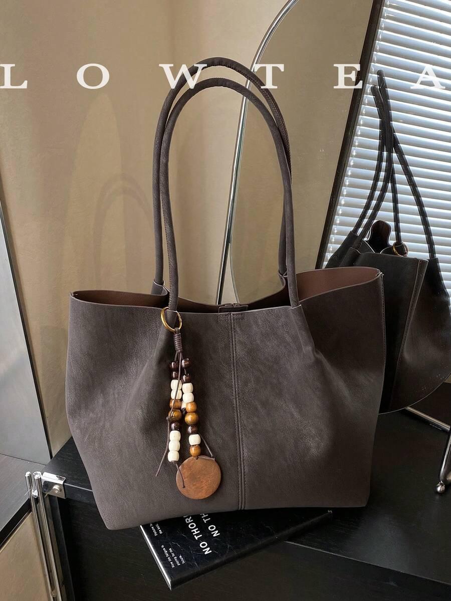 SHEIN BRĄZOWA TOREBKA IMITACJA SKÓRY S07__28X16,5X45