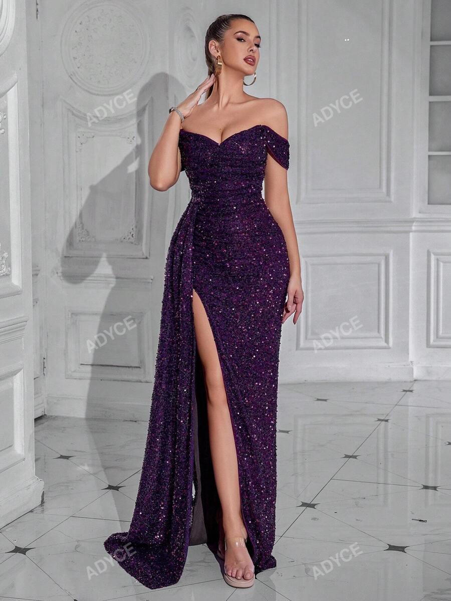 ADYCE FIOLETOWA MAXI SUKIENKA CEKINY S06__M