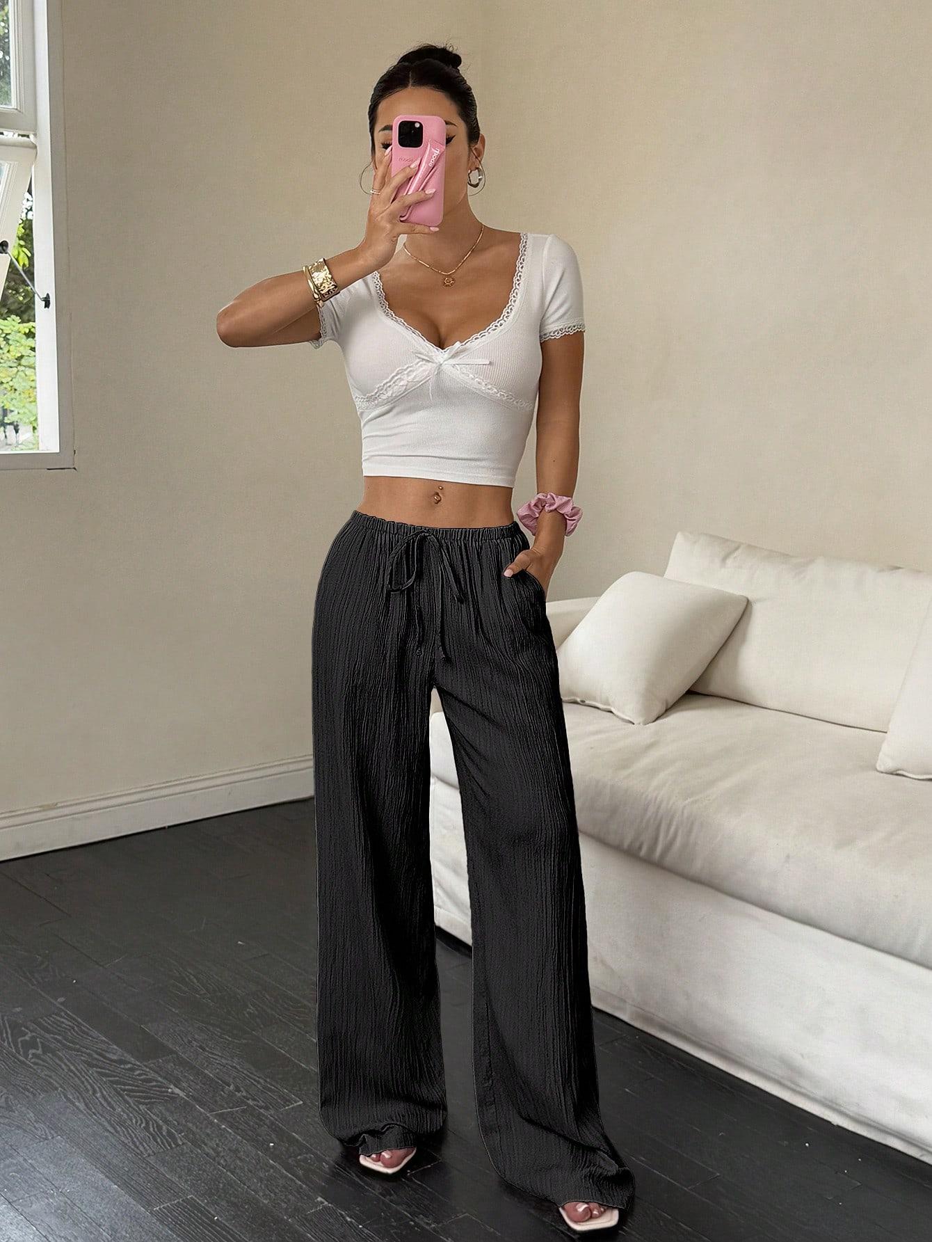SHEIN CZARNE SPODNIE CASUAL S06__XXS