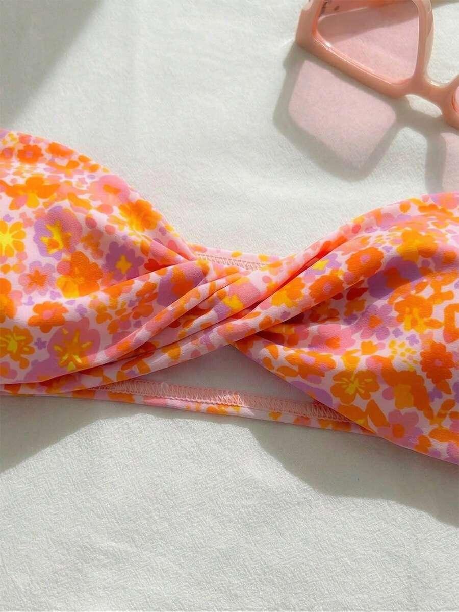 SHEIN DWUCZĘŚCIOWY STRÓJ KĄPIELOWY WZÓR KWIATKI S09__XS