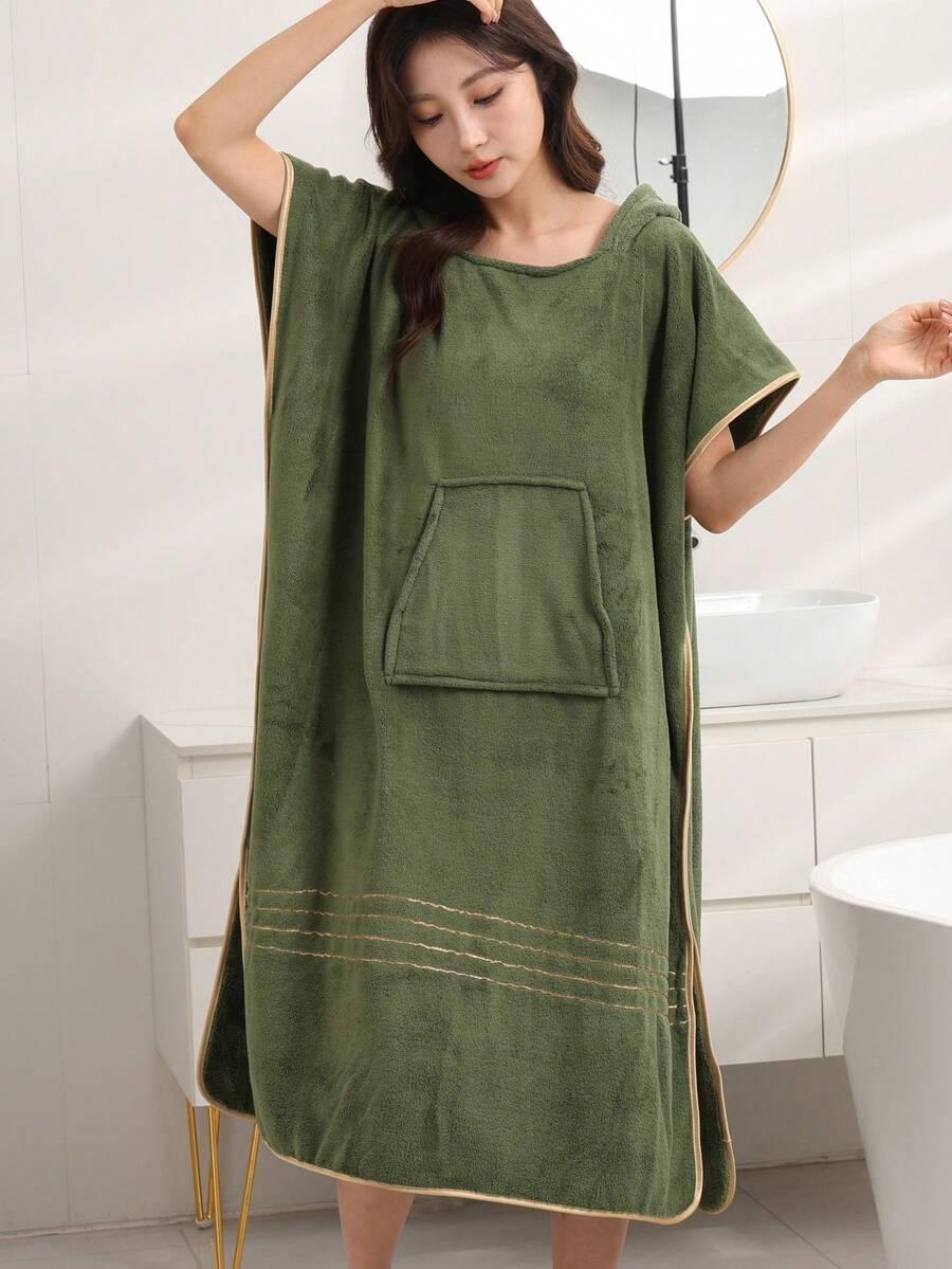 SHEIN ZIELONY SZLAFROK Z KAPTUREM S07__OS