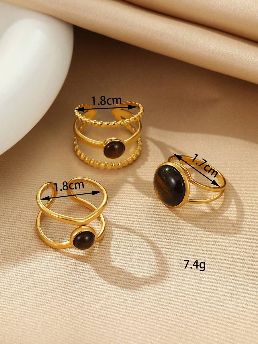 SHEIN ZŁOTY PIERŚCIONEK 3-PACK S07__