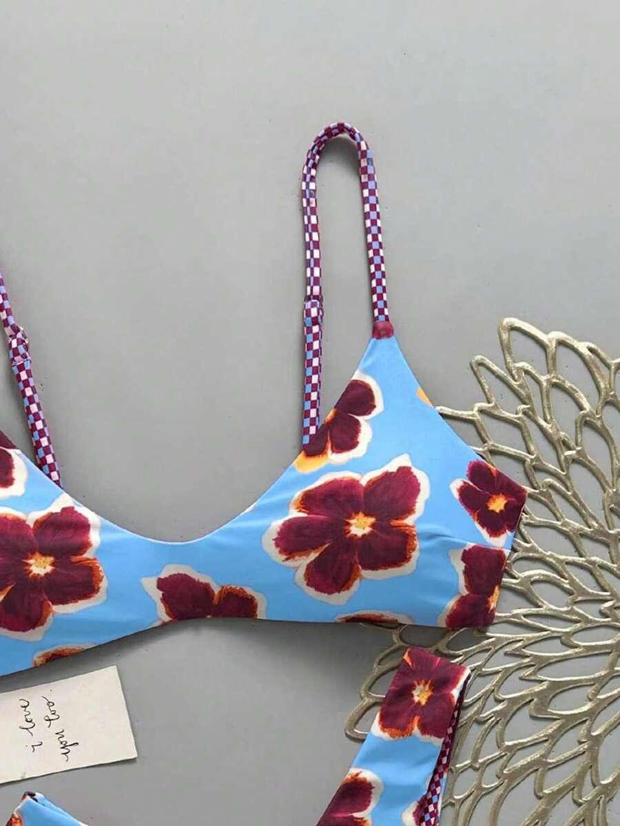 SHEIN STRÓJ KĄPIELOWY WZÓR KWIATY S09__L