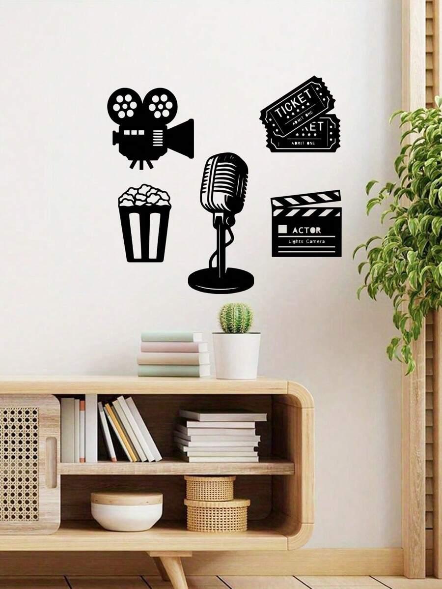 SHEIN METALOWE DEKORACJE ŚCIENNE Z MOTYWEM FILMOWYM 5-PACK S07__