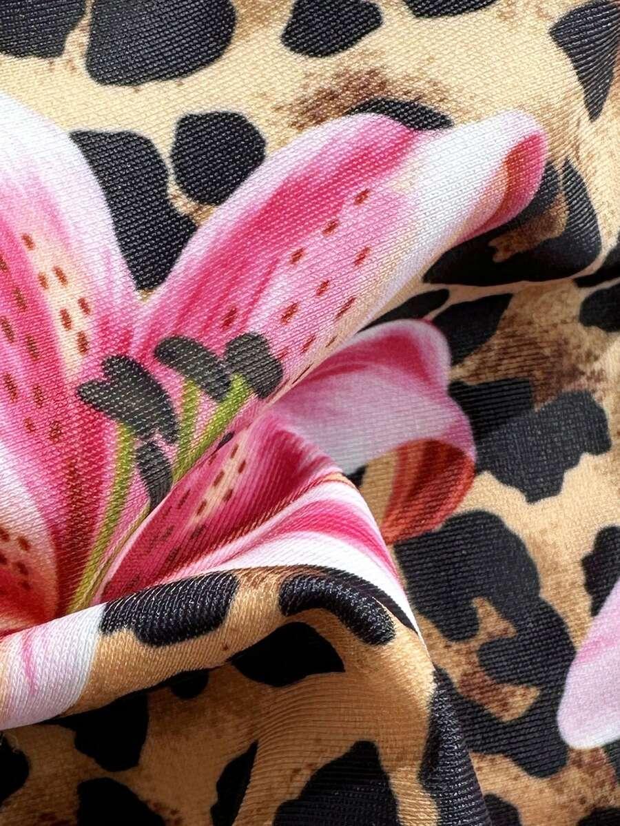 SHEIN DWUCZĘŚCIOWY STRÓJ KĄPIELOWY ANIMAL PRINT S09__M