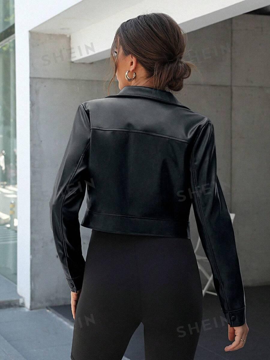SHEIN CZARNA SKÓRZANA KURTKA S06__S
