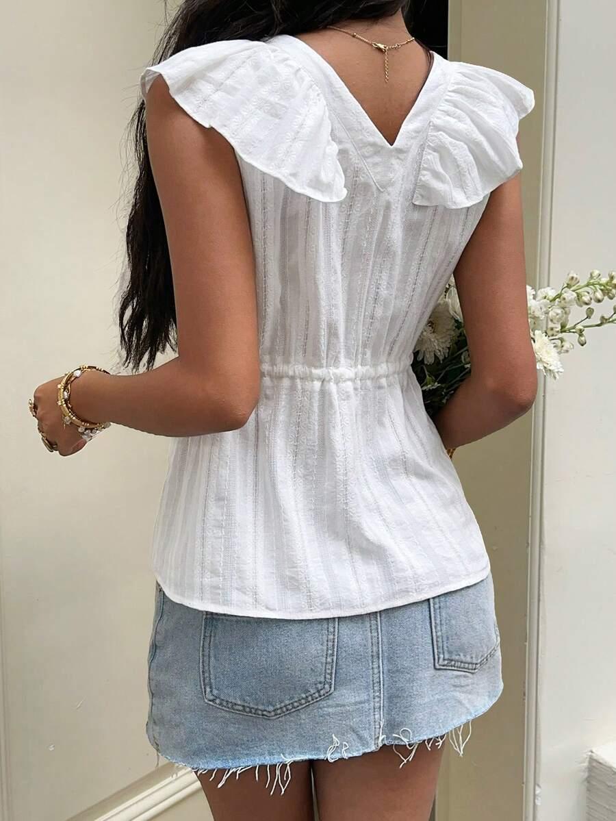 LIVESSO BIAŁA BLUZKA V NECK S06__M