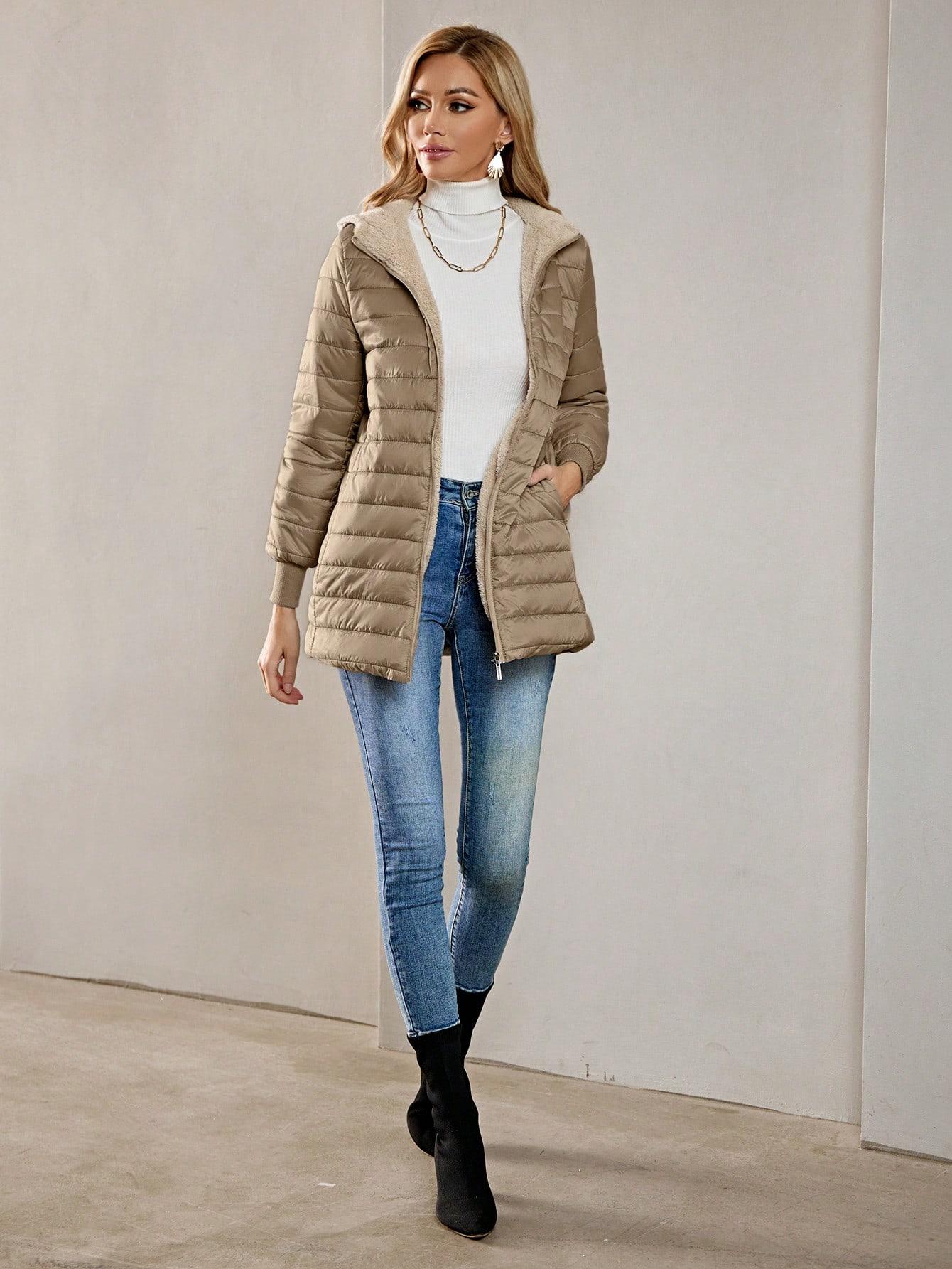 SHEIN BRĄZOWA PIKOWANA KURTKA W01__M