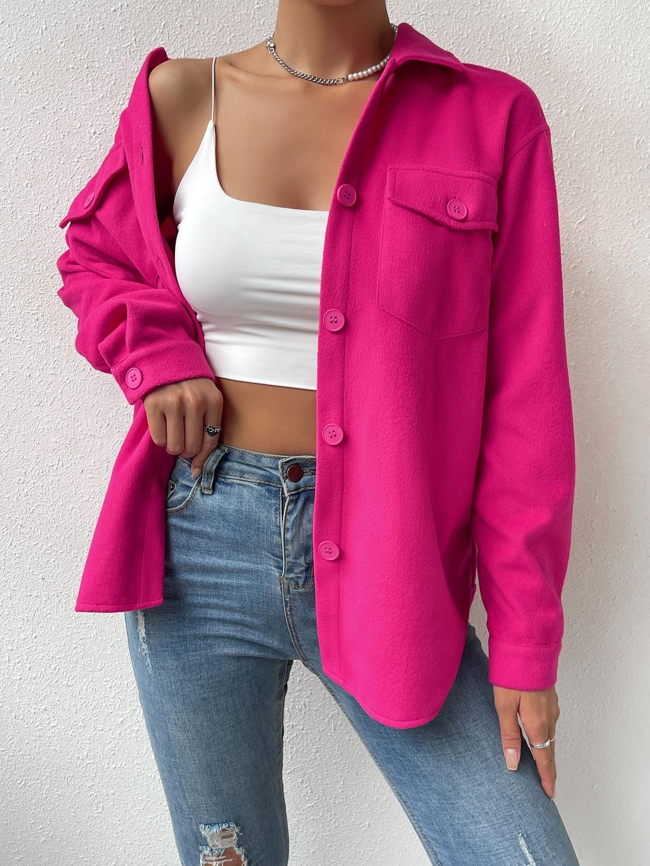 SHEIN RÓŻOWA KURTKA KOSZULOWA S06__L