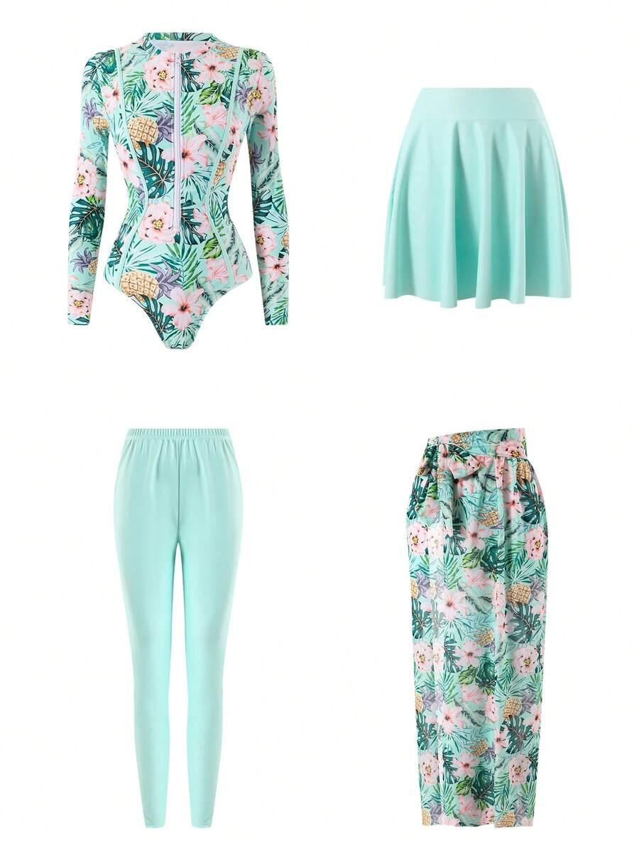 SHEIN JEDNOCZĘŚCIOWY STRÓJ KĄPIELOWY 4-PACK S09__L