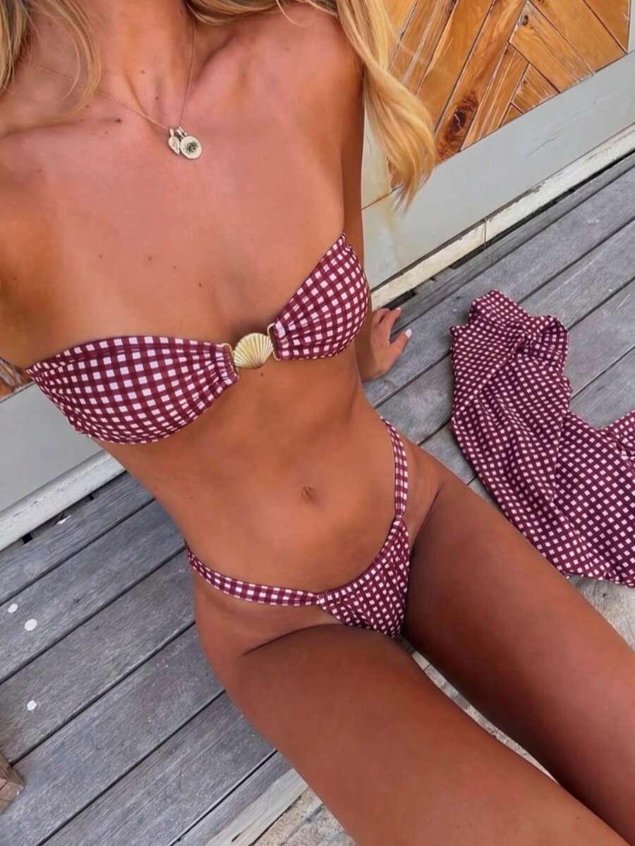 SHEIN DWUCZĘŚCIOWY STRÓJ KĄPIELOWY BEZ RAMIĄCZEK S09__L