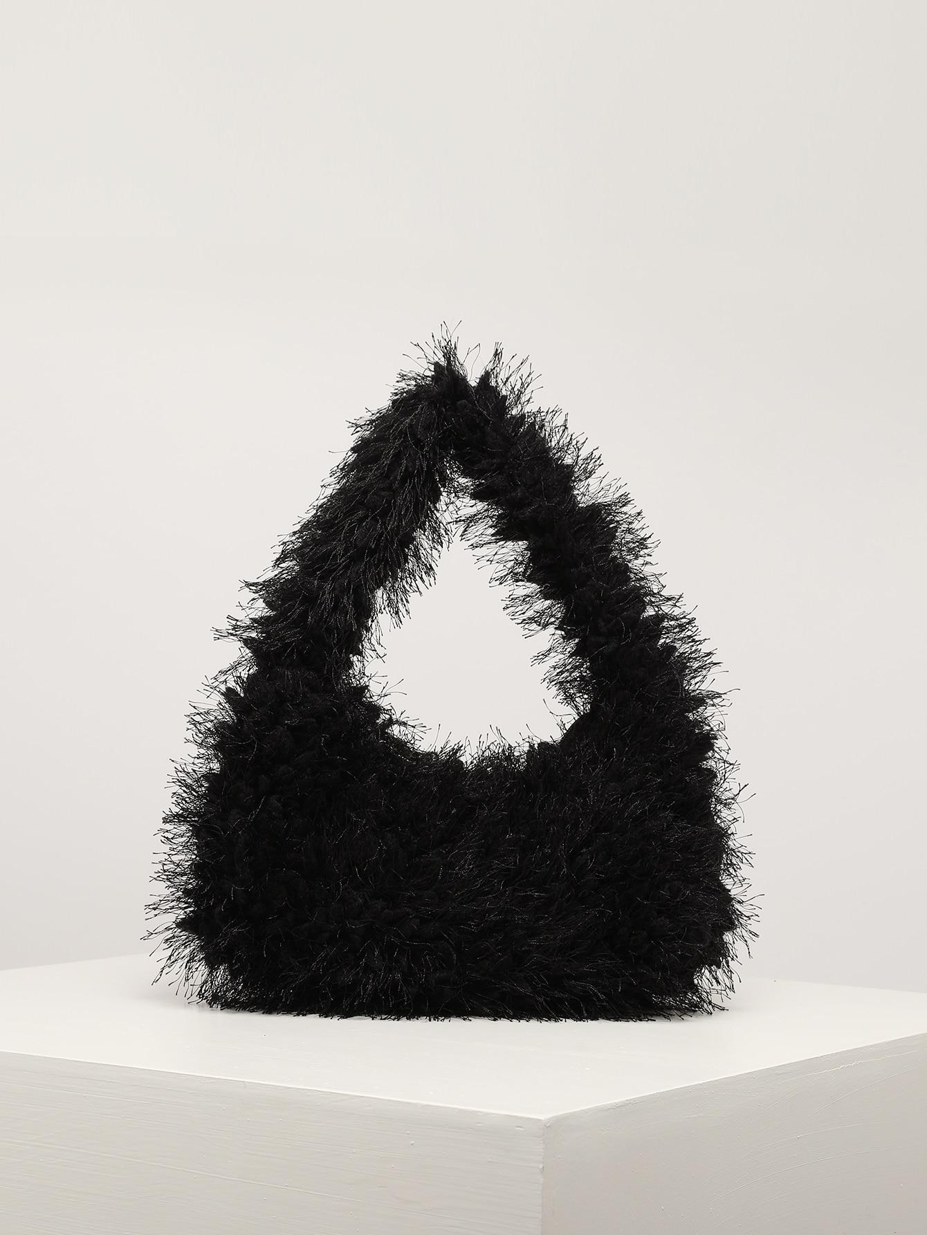 SHEIN CZARNA FUTRZANA TOREBKA S07__26X16CM
