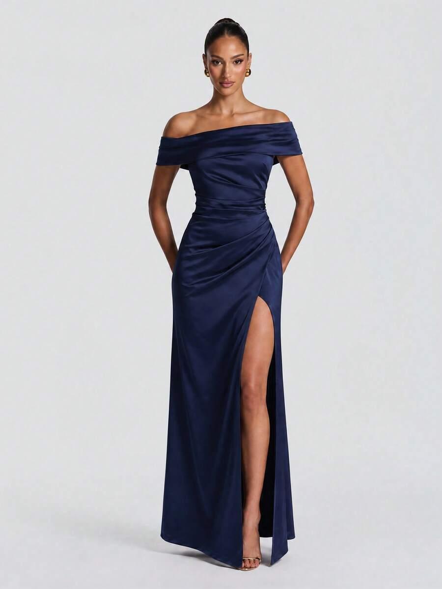 SHEIN GRANATOWA MAXI SUKIENKA PK01__S